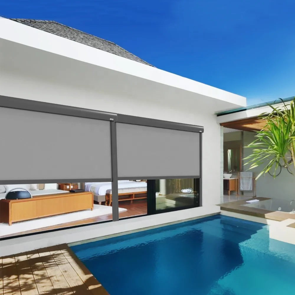 UV protection aluminum windproof roller blinds accessories with pergol