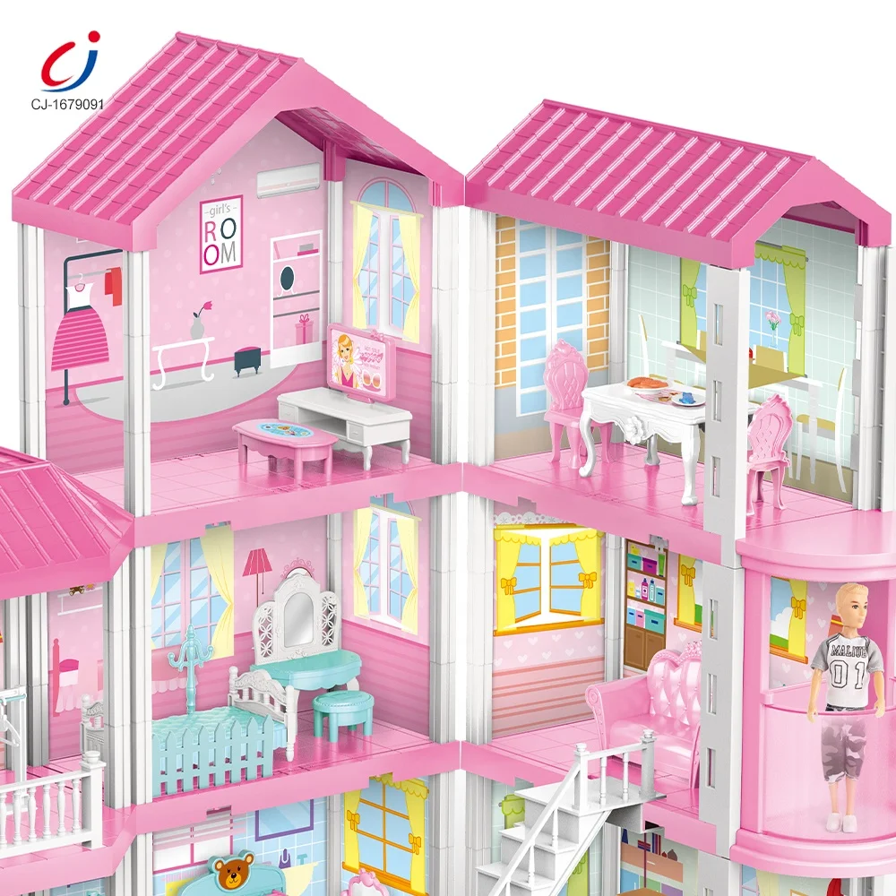 Chengji Doll House Kits to Build Diy Miniature Accessories Assemble Villa Play Set Toys for Girls