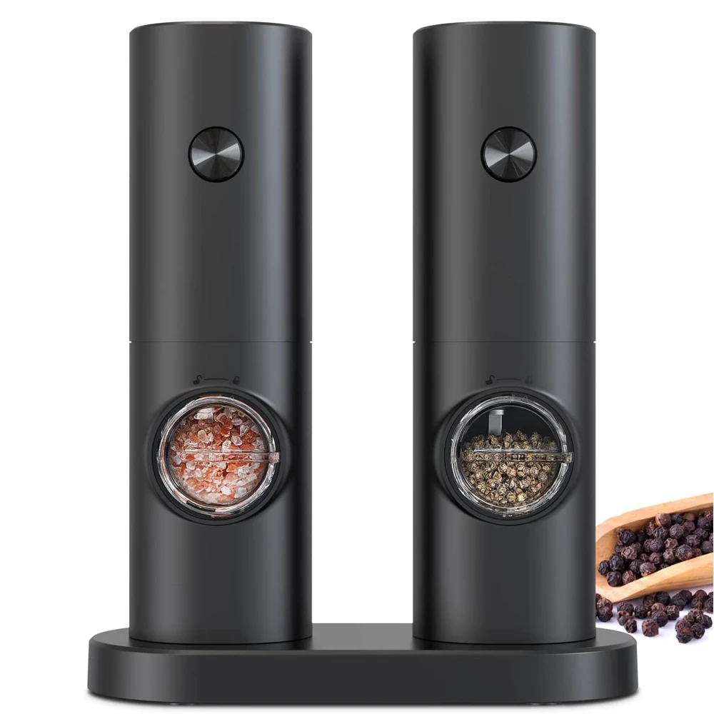 BST кухонный автоматический черный Электрический измельчитель соли и перца с питанием от батареи со светодиодной подсветкой для барбекю ресторана