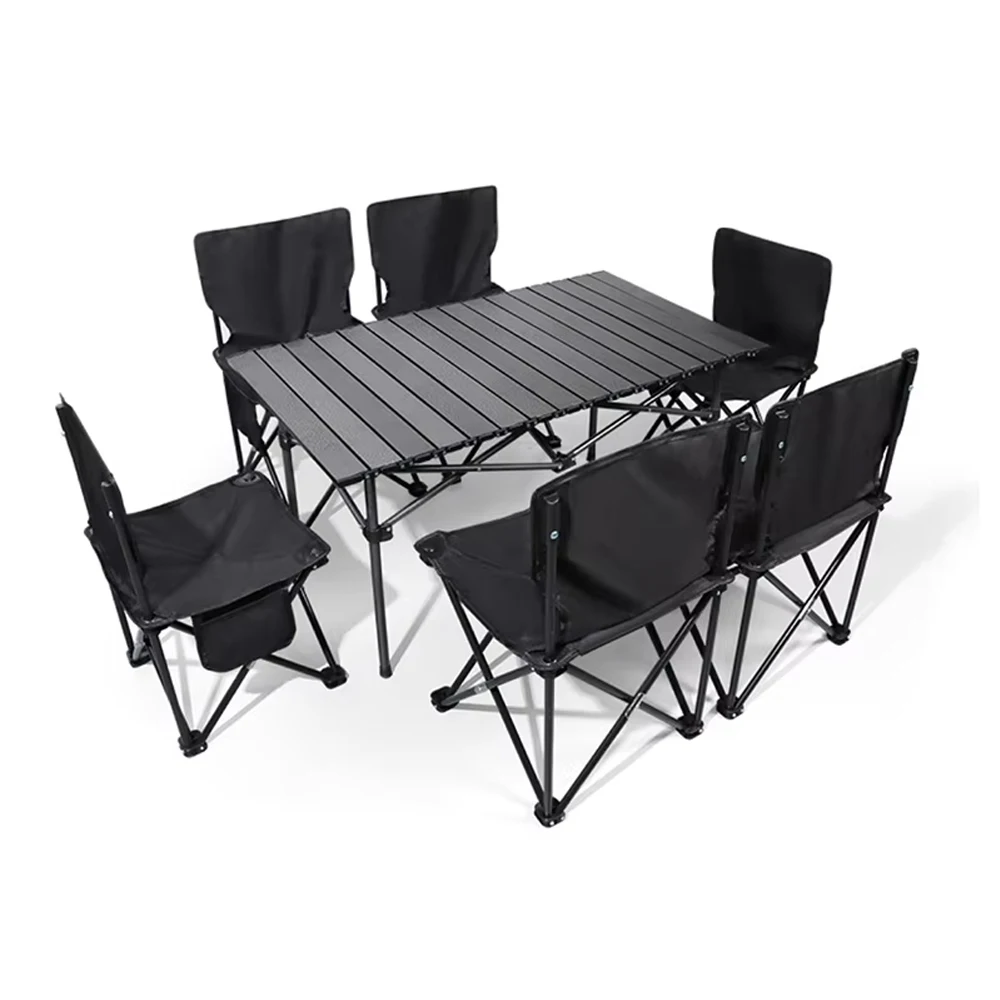 Outdoor Furniture Sets Portable Carbon Steel Foldable Dining BBQ Chairs Camping Folding Table And Chairs Set