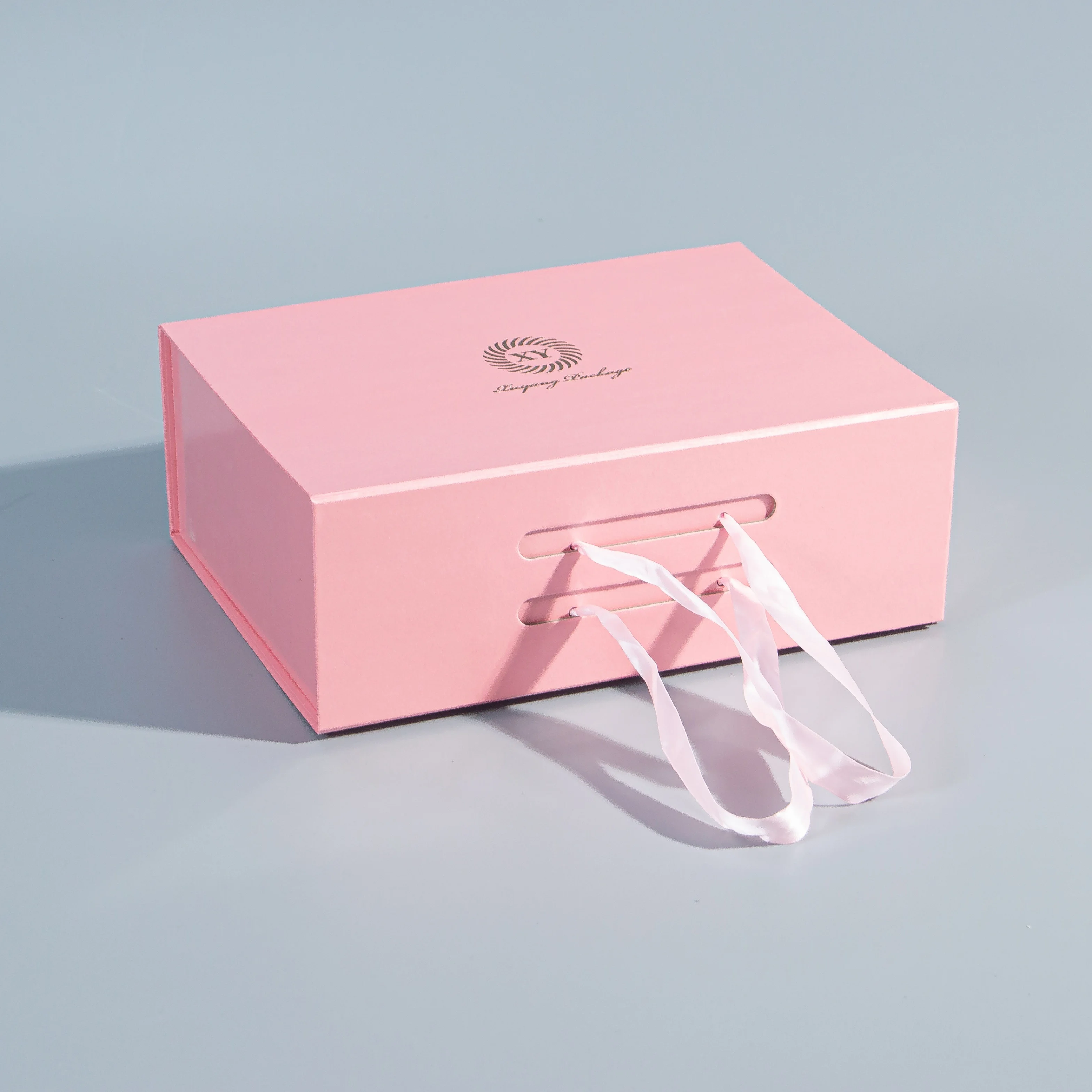 Flap Lid Packaging folding Cardboard Bespoke Custom Magnetic Closure Gift Box Customized Makeup Ribbon EVA