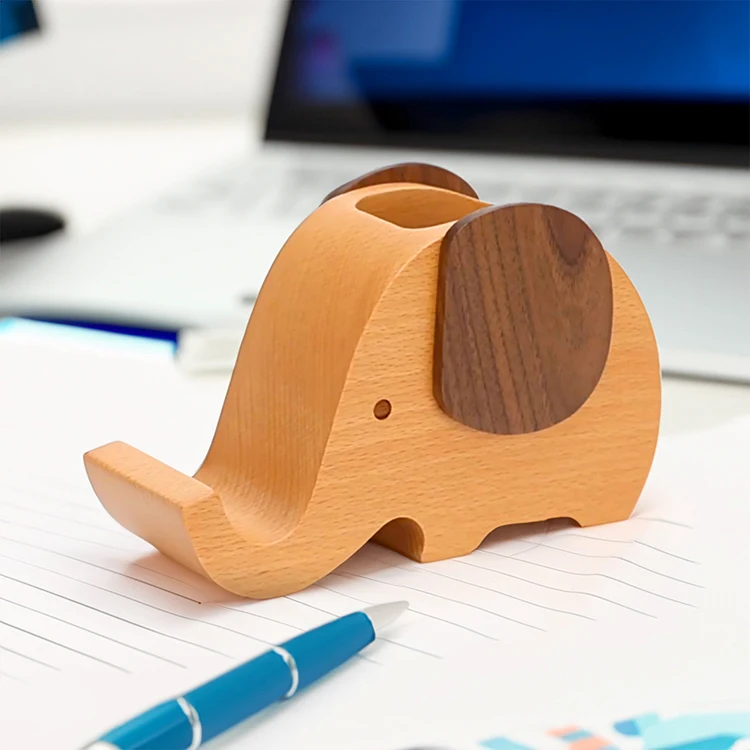 Wooden cell phone holder smartphone holder made of wood elephant lazy phone holder desktop holderCute Handmade Bamboo Wooden