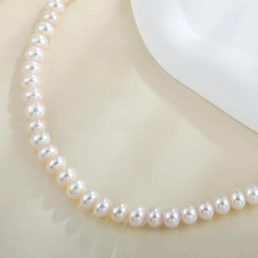 High Quality 3A Grade Real Natural Freshwater Pearls Necklace with Gold Plated Clasp - Perfect Round Pearls with High Luster