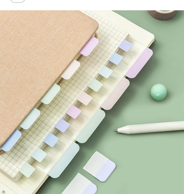 PET Flag Tabs Fluorescent Color Index Sticker Morandi Makaron Page Marker Bookmarks Pet Index Tabs Arrow