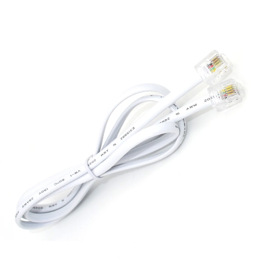 Home Appliance Flat Telephone Cable Copper CCA Rj11 To Rj11 Cable Lead 4 Core White 2M Indoor Telephone Patch Cord Cable