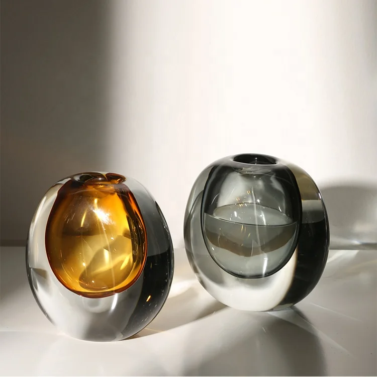 Ваза Bixuan из выдутого горлом стекла современный Декор для дома дизайнерские центральные части стола высококачественные толстые плотные однотонные стеклянные