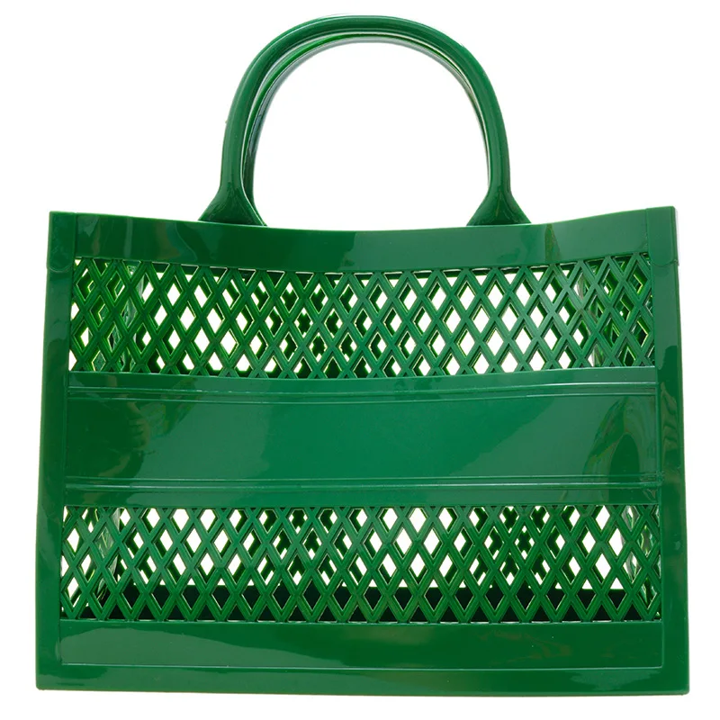 Summer new shopping basket Portable pvc bag Jelly bag Large capacity basket storage basket candy-colored hollowed out Tote bag