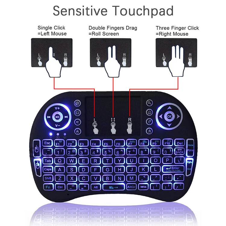 New Product for rgb backlit mechanical gaming keyboard and mouse with Touchpad Remote Control Android TV Box