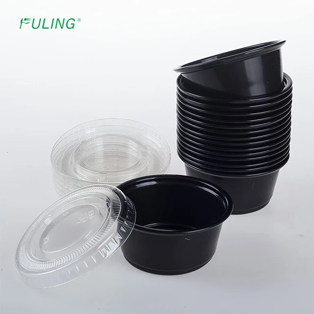 Disposable Plastic Portion cup Sauce Cup with Lid 0.75/1/1.5/23.25/4/5.5oz