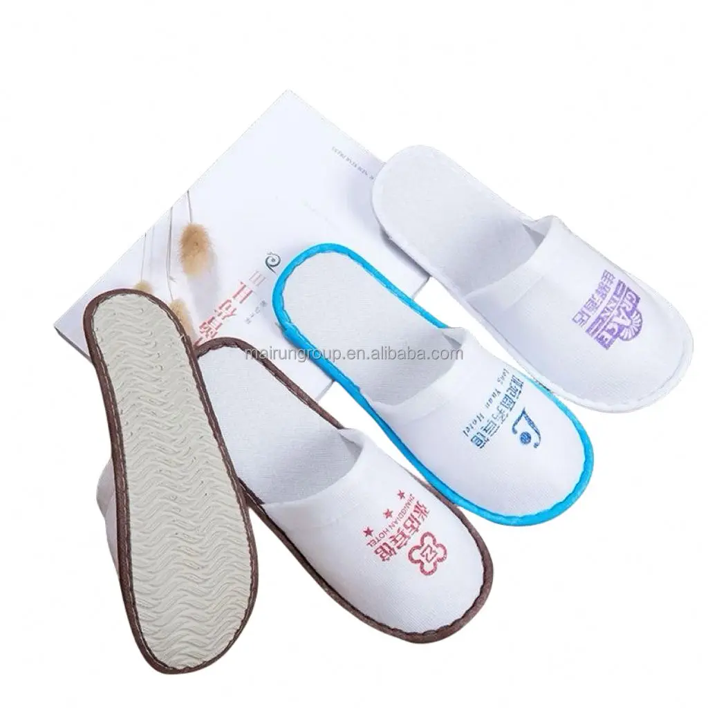 Wholesale Custom Non-Slip Disposable Slippers Waffle Design for Hotel Supplies Home Aviation Use Eva Sole