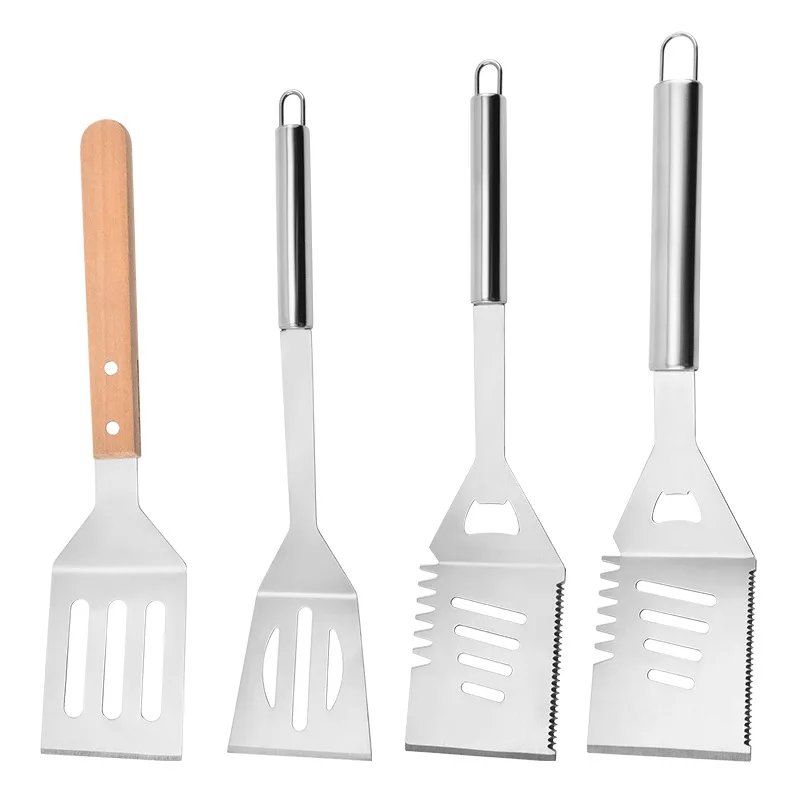 High Quality Outdoor Camping Barbecue Accessories Grilling Tools Stainless Steel Wooden Handle Grill Tool BBQ Shovel