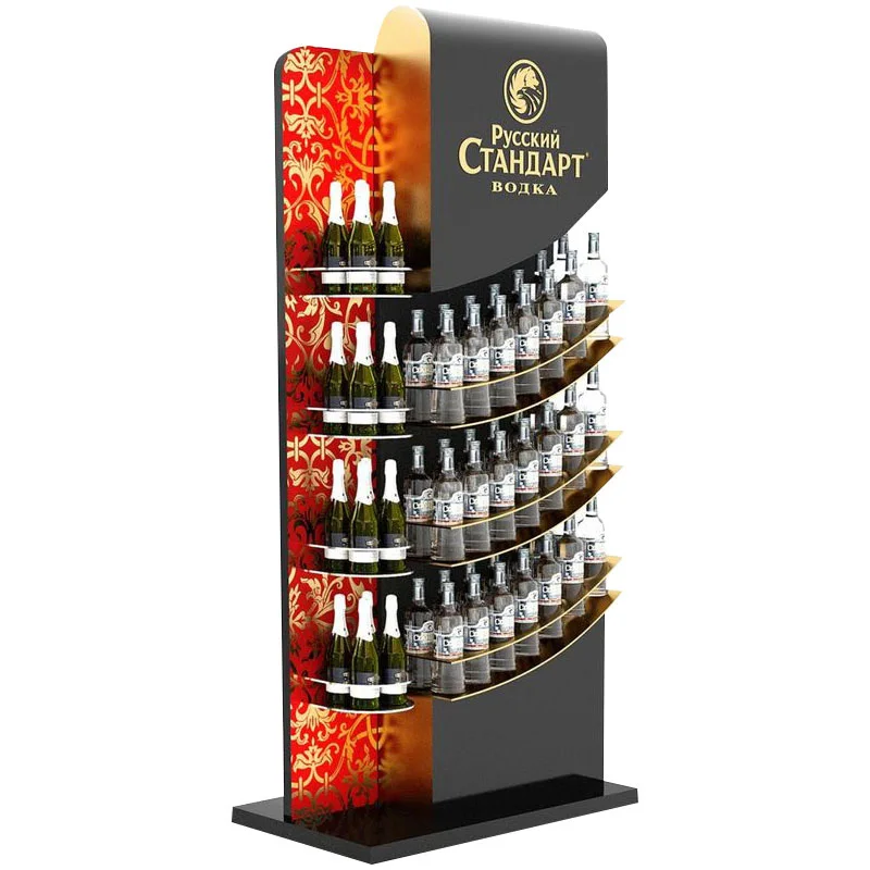 Hot Sale Customized Manufacturers Showcase Liquor Store Shelving Wine Display Cabinet bottle rack