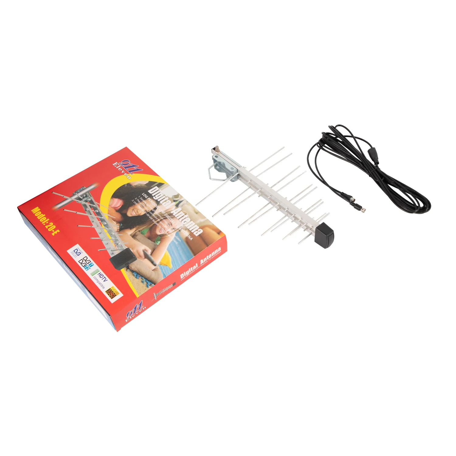 Mini HDTV Outdoor Digital Amplified VHF UHF TV Antenna Yagi Antenna 20 Element 47-860MHz HD 4K 1080P FM Radio Multiple Programs