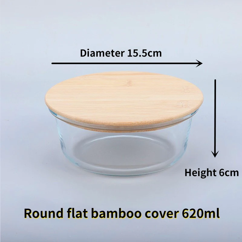 Bamboo Wood Lid Glass Storage Containers With Bamboo Lid Oven Rectangular Sealed Borosilicate Glass Food Containers Wooden Lids
