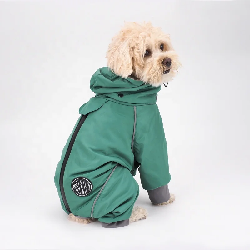 Полнотелый 4-ногий пиджак для собак комфортная Регулируемая и Водонепроницаемая дышащая куртка со съемным капюшоном