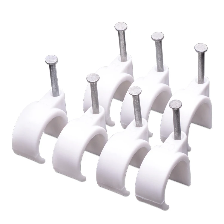 Plastic Double Nail Flat Cable Clip Indoor Telephone Wire Cable Clips