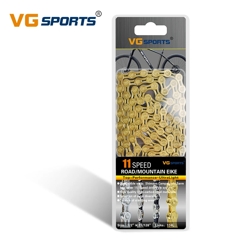 
VG Sports Ultralight 11 Speed Bicycle Chain Bike Chain Half Hollow 116L Titanium nitride Mountain MTB Road Bike Chains 