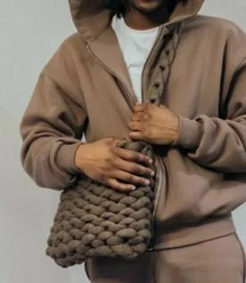 Wholesale Multi Color Handmade Crochet Messenger Bag Plush Knoting Braided Hand Bag