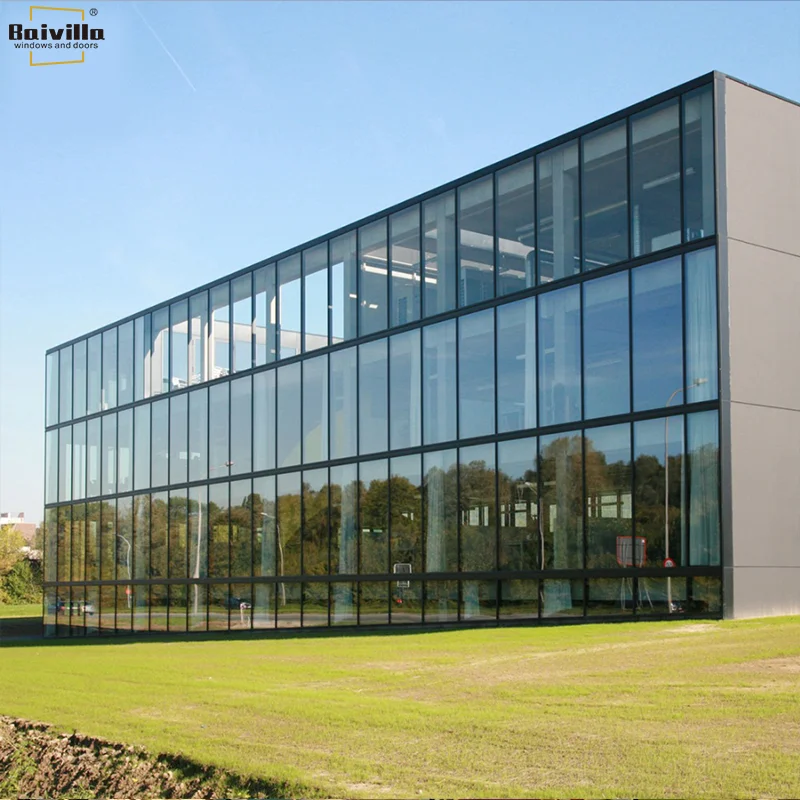 Baivilla Double Triple Cladding Exterior Facade Unitized Stick Frame Spider System Curtain Glass wall