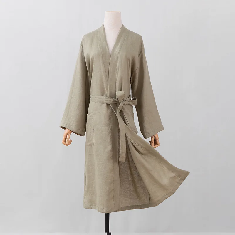 New Comfortable Cotton Linen Unisex Kimono Sleepwear Japanese Hot Spring Hotel Bathrobe Luxury Spa Robe