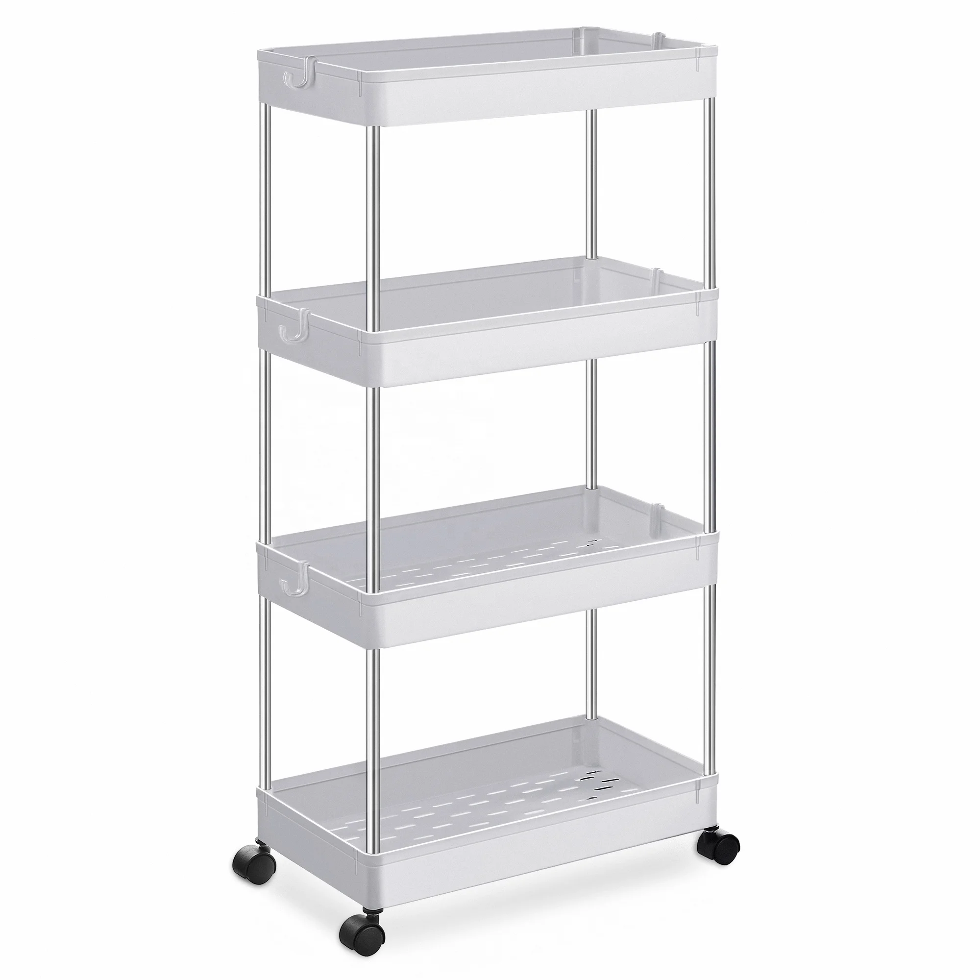 SONGMICS Space-Saving Kitchen Storage Shelves Rack Trolley in Office Bathroom 4-layer Household Plastic Storage Holders & Racks