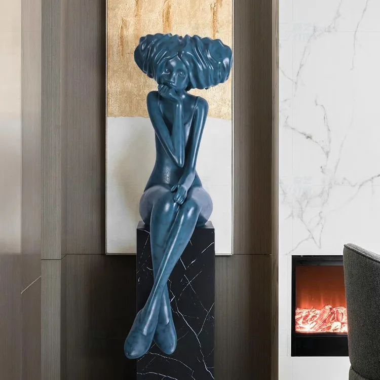 Современное искусство декоративная мышление девушка из армированного стекловолокном пластика скульптура интерьер отеля Украшение