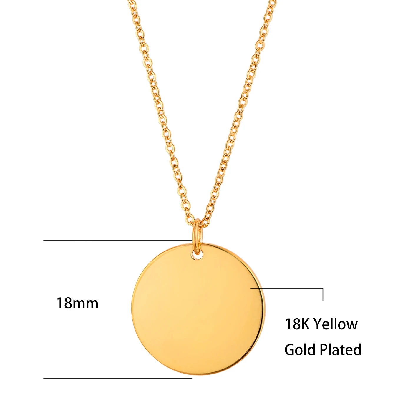 Blank Disc Pendant Custom Necklace 925 Silver 14K 18K 24K gold plated Round Coin Pendant Necklace wholesale jewelry fine jewelry