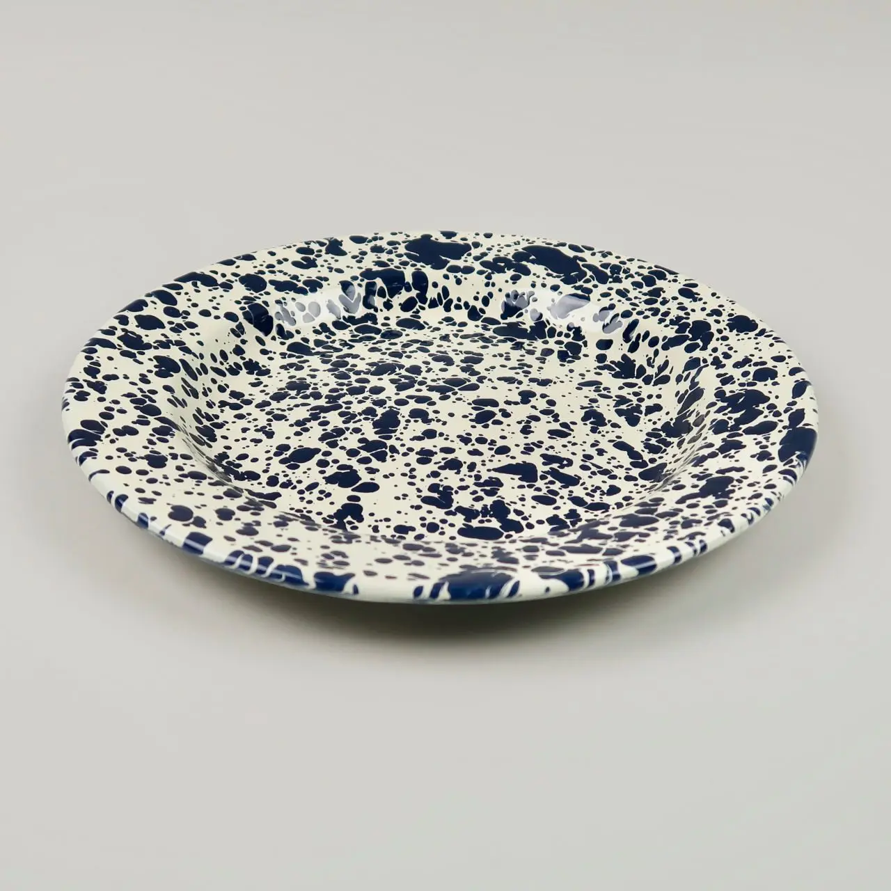 Eco-friendly South Korea custom splatter logo colored splash design steel camping enamel dinner flat plate