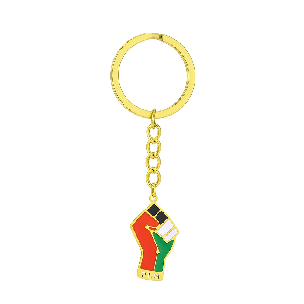 Palestine Fist Symbol Pendant Keychain Stainless Steel For Women Girl Gold Silver Color Charm Fashion Black Lives Matter Jewelry