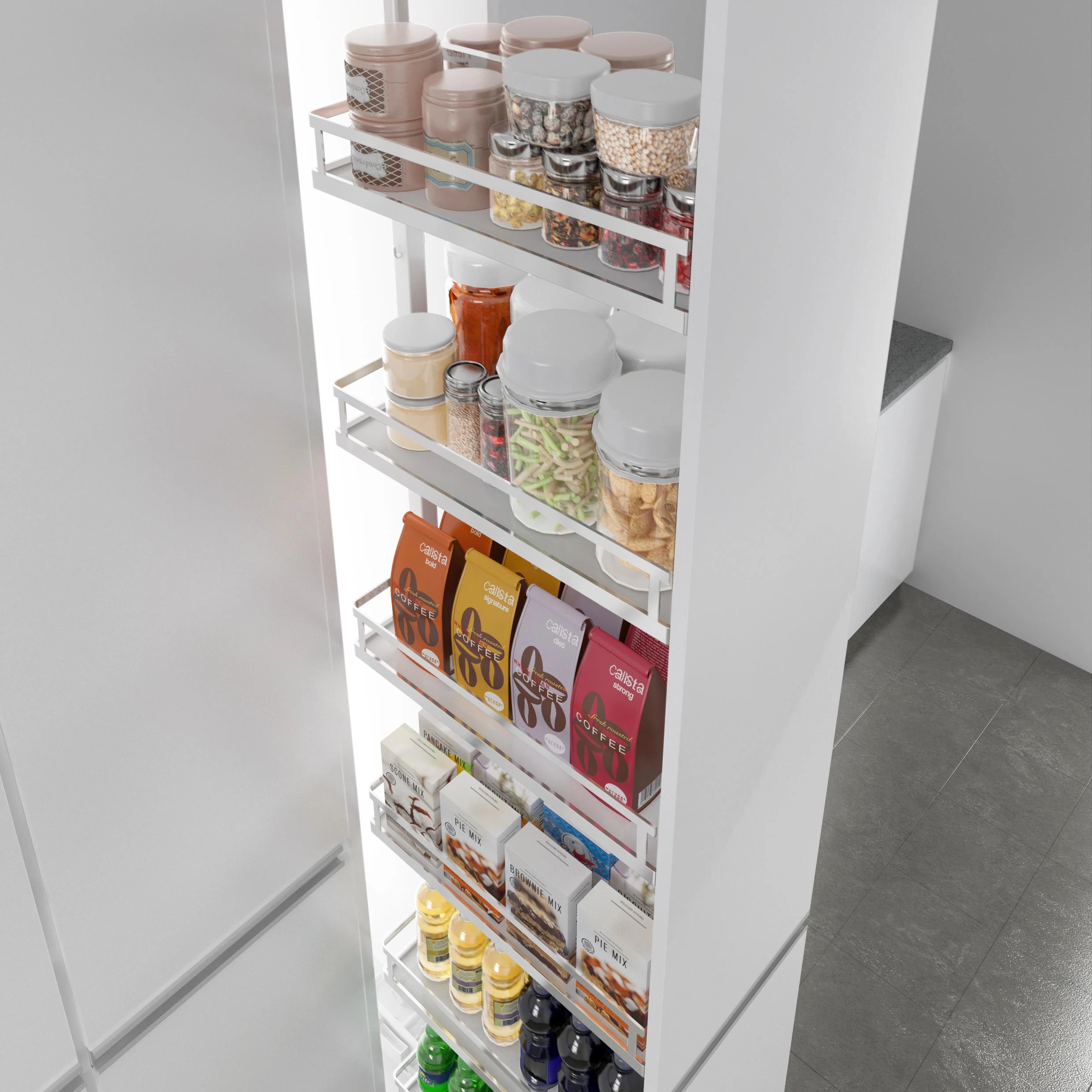 Soft Closing Tall Unit Pull Out Basket With Heavy Duty Drawer Slides