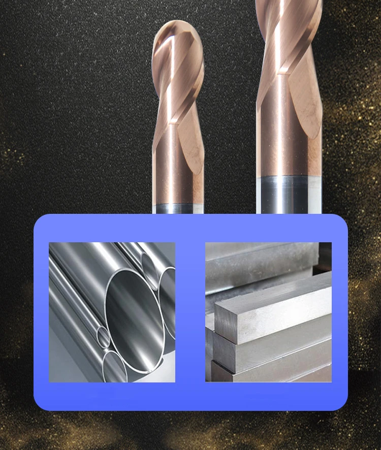 Solid Carbide 2 Flute HRC55 Ball Nose End Mill Cutters