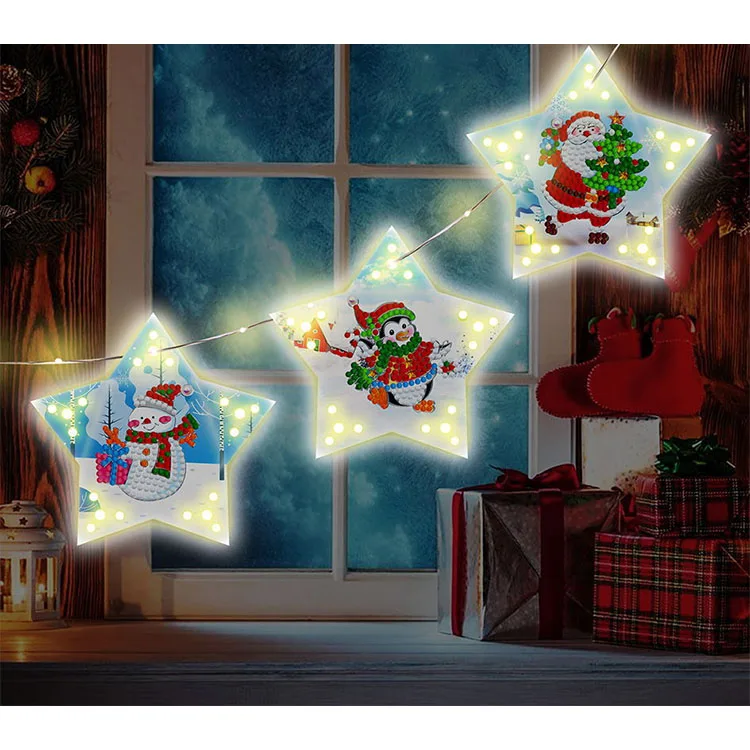 New Diy Diamond Painting 5D Star Paper Card Lamp Paste Diamond Christmas Paste Diamond Pendant Lamp