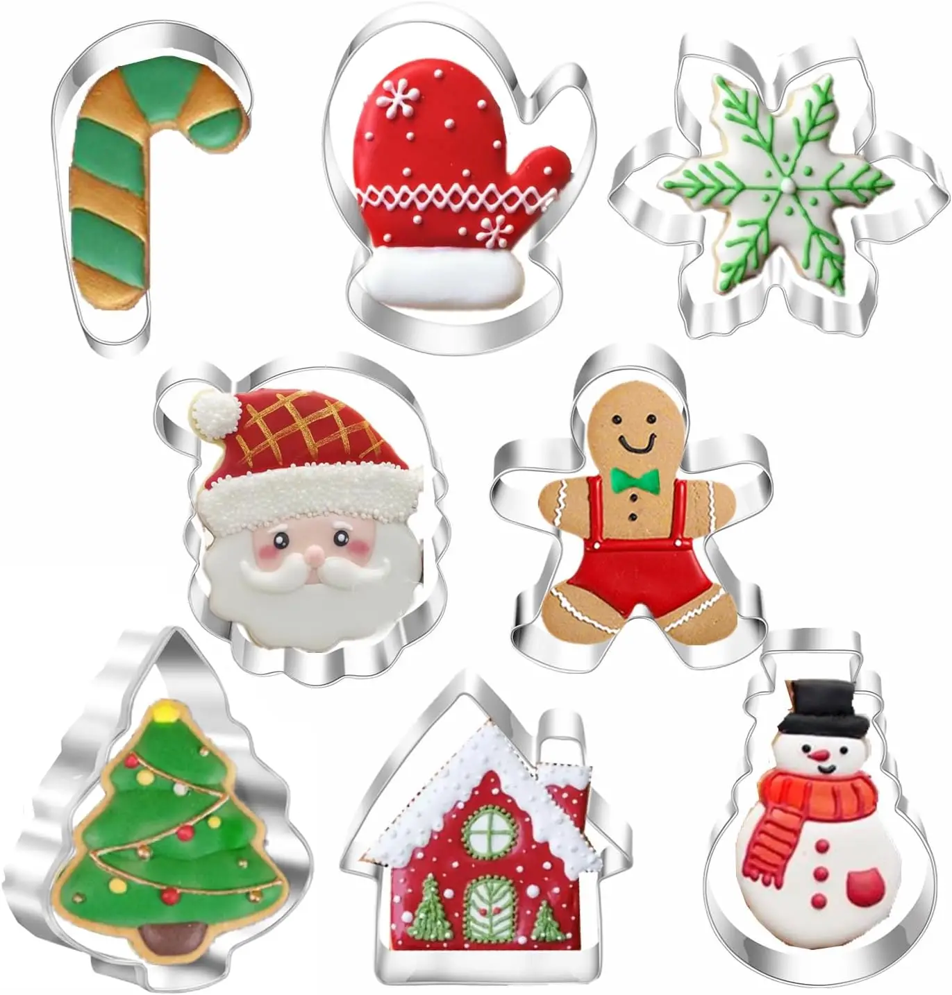 Christmas Cookie Cutters Holiday Cookie Cutter Shapes Snowman Christmas Tree Christmas Bell House Cookies Mold