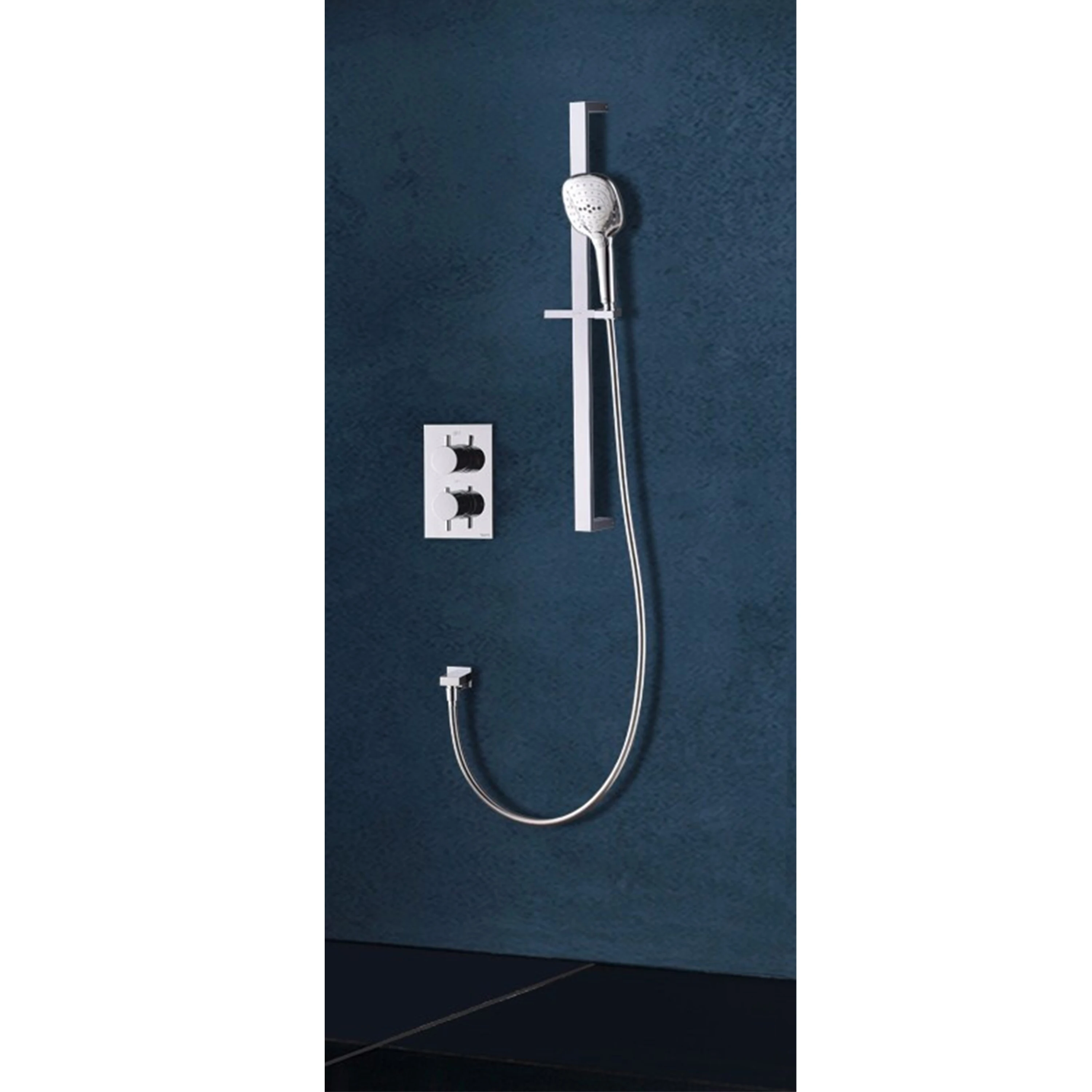 Thermostatic Rotary Swithe Brass Shower Faucet Sliding Bar Chrome concealed shower set With Round Hand Shower