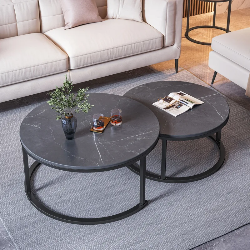 New Design Wooden Coffee Table Wire Coffee Table With Metal Frame Living Room Furniture 2 Tiers