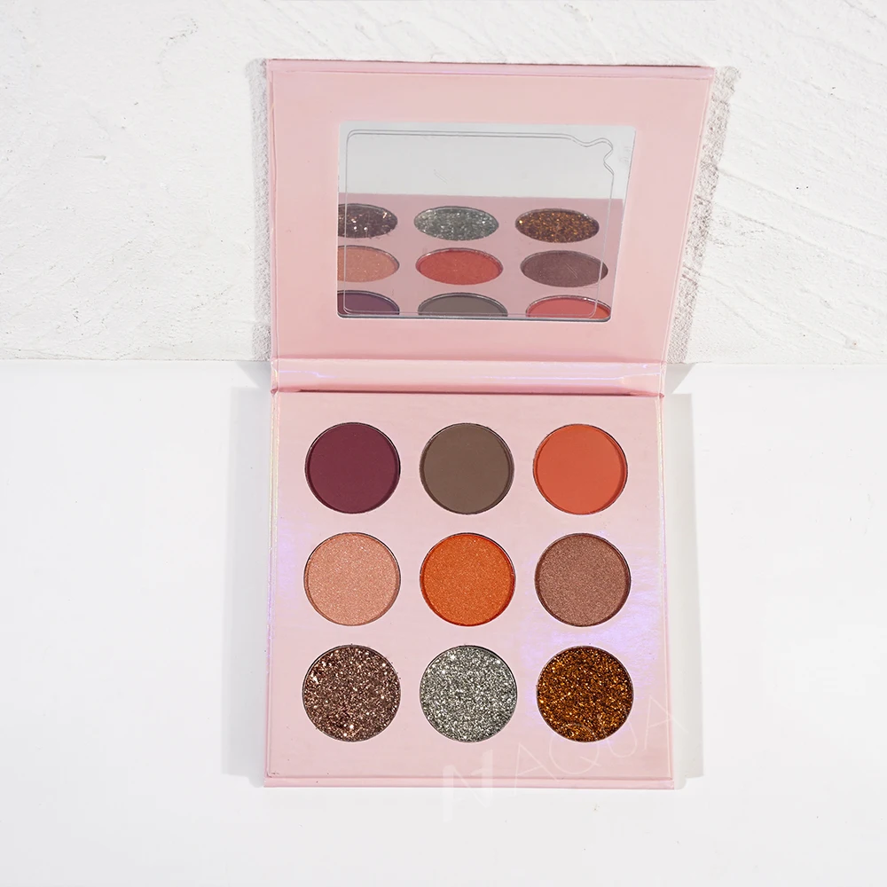 Low MOQ eye shadow palette Wholesale 9 colors high pigment pallet custom private label makeup eyeshadow palette
