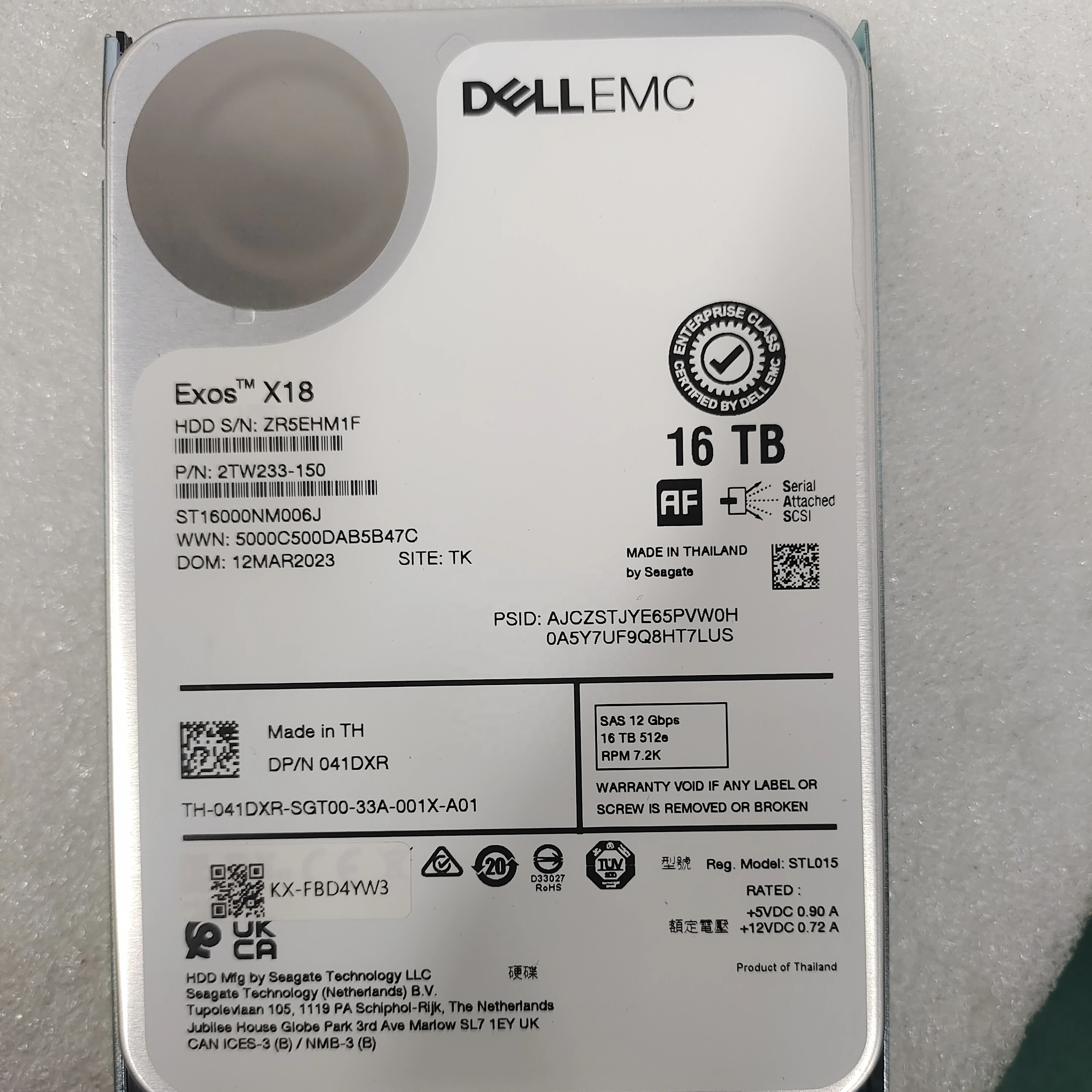 DELL 16 Тб 41DXR SAS 12 Гбит/с 16 Тб 512e об/мин 7,2 K 24HF9 CNXPV 4N7V0 HDD