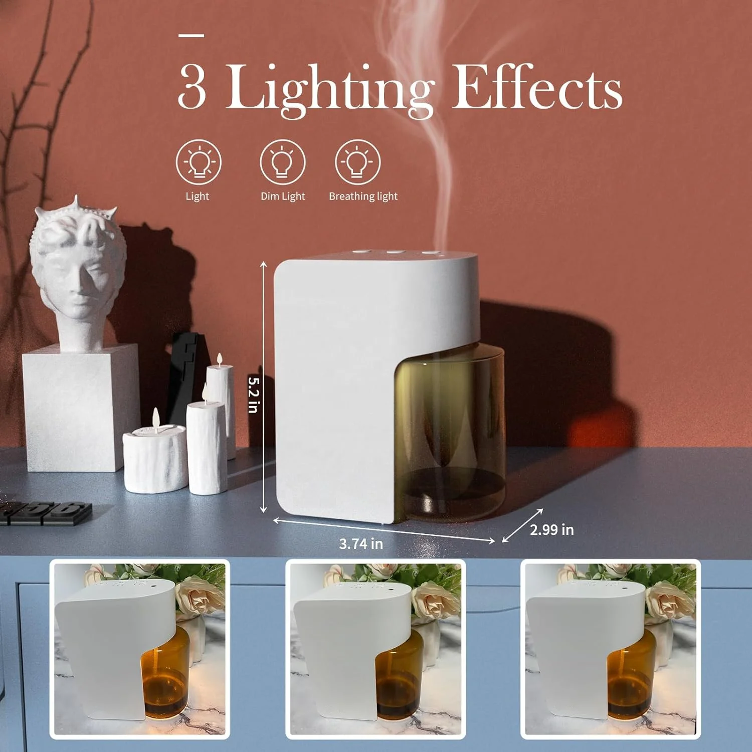 Smart 200ml Fragrance Machine Battery-Operated Aromatherapy Nebulizing Diffuser Essential Oils Portable Lamp Waterless USB Home