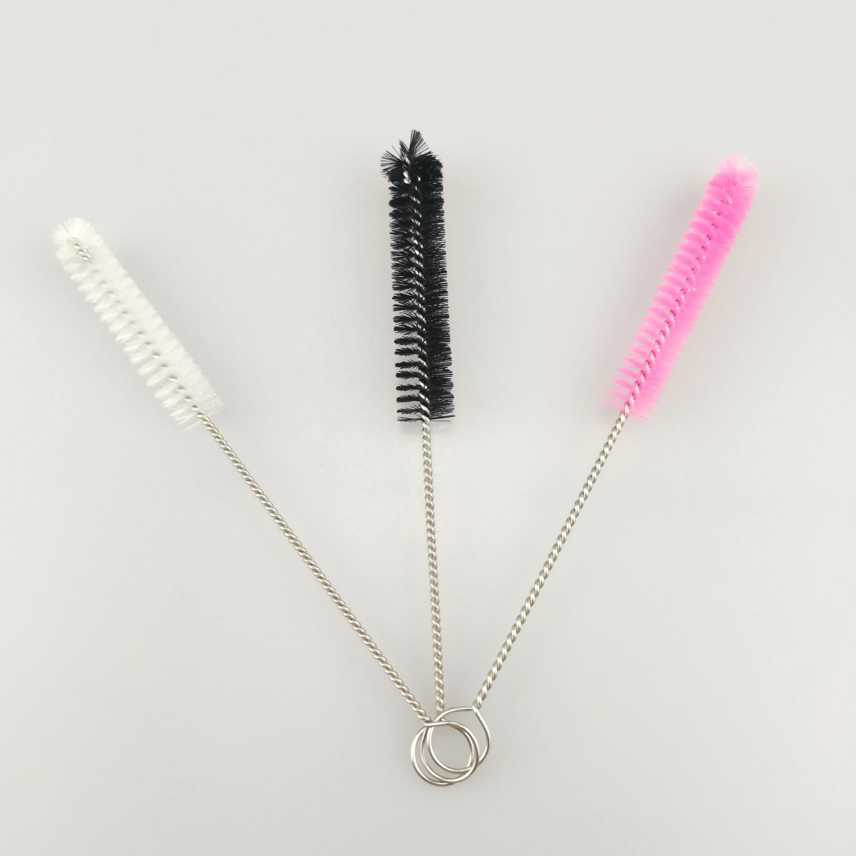 Factory supplier Stainless Steel Twist Handle black Chemistry Test Tube Bottle Washing Brush Tool