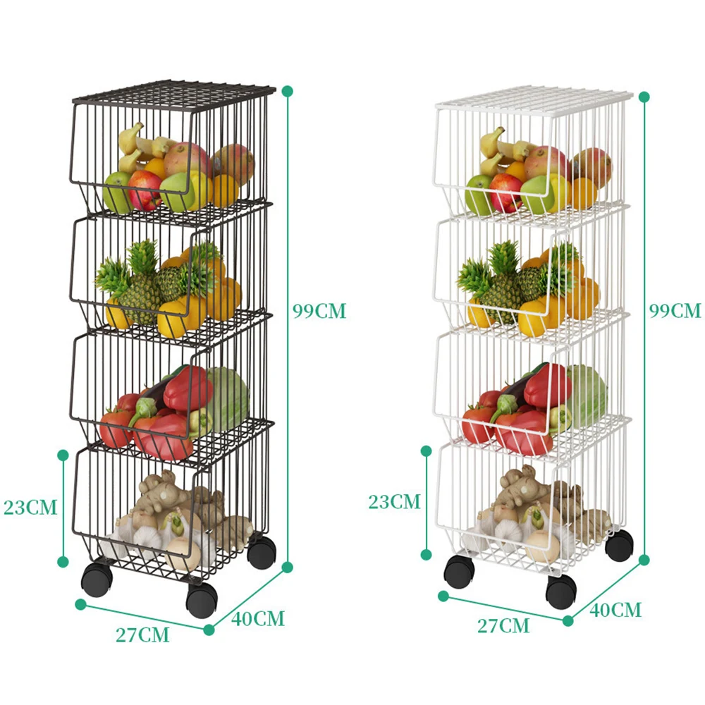 Amazon hot sale rolling storage organizer bin with caster  coffee metal wire basket for kitchen, bath, laundry room
