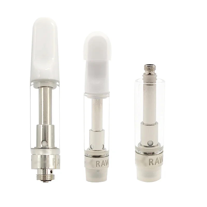 
 raw garden carts 0.8ml .8ml tank 510 thread ceramic coil heating atomizer with package box tube chile cbd vape pen cartridges  