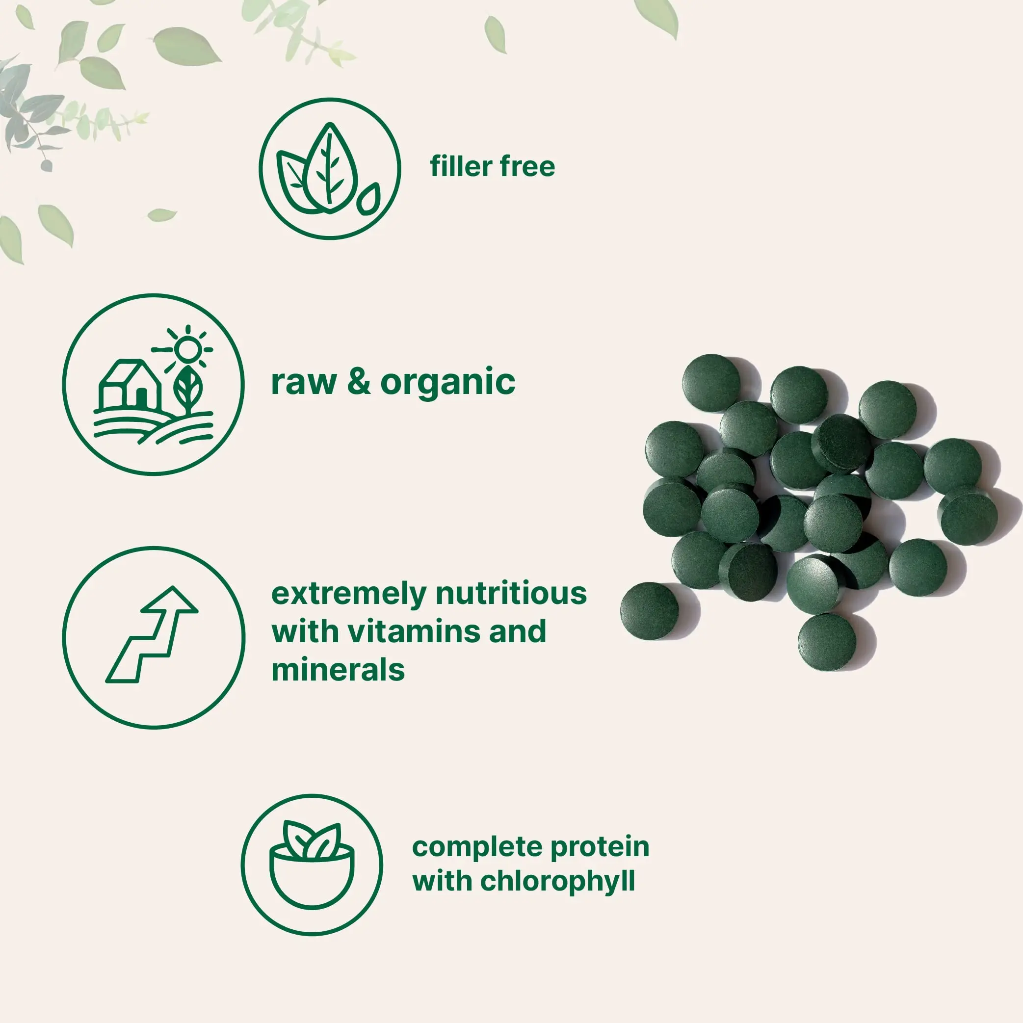 No Filler Non-GMO Rich in Vegan Protein Vitamins Prebiotics Premium Spirulina Pills Organic Spirulina Tablets Supplement 3000MG