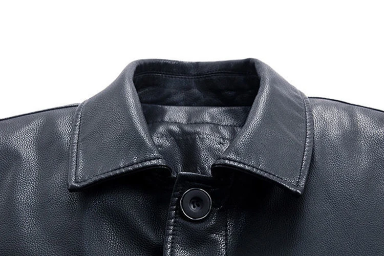Winter Casual Thick Fleece Parkas Warm Faux Long Leather Jacket Men Leather Trench Coat