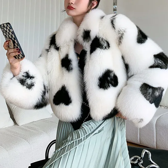 Factory Direct Wholesale Fur Coat Women Natural Fox Jacket With Loving Heart New Arrival Winter Genuine Fox Fur Coat