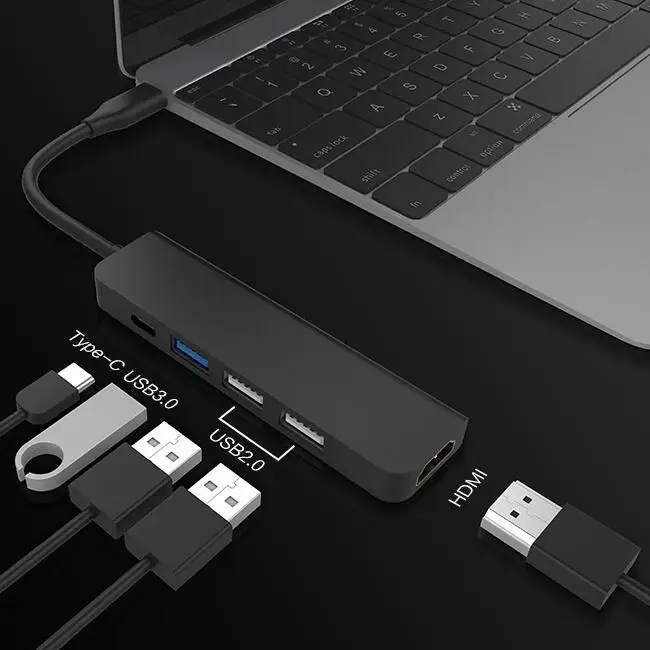  5 в 1 Тип C концентратор USB до 4K HD-MI 3 * Type A 5V зарядки многопортовый Адаптер Hub для ПК ноутбука Mac