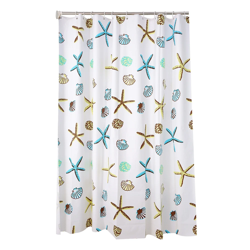 Ready Stock PEVA Starfish Bathroom Shower Curtain with 100% Waterproof Polyester Fabric 180CM X180CM