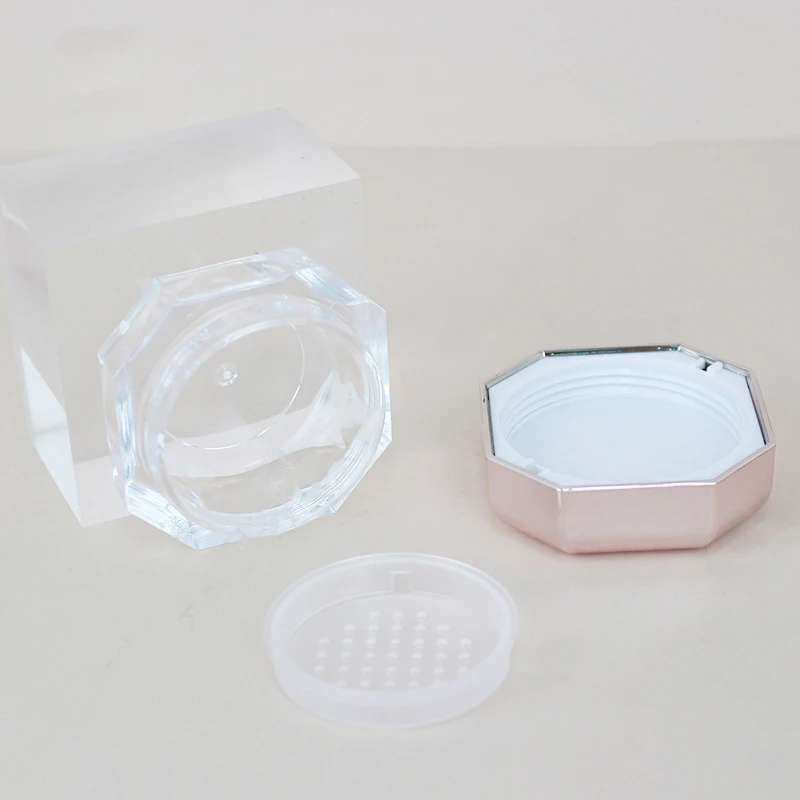 New Fashion Design 8g Octagonal Loose Powder Case Loose Highlighter Powder Jar With Sliver Rose Gold cover For Cosmetic Case