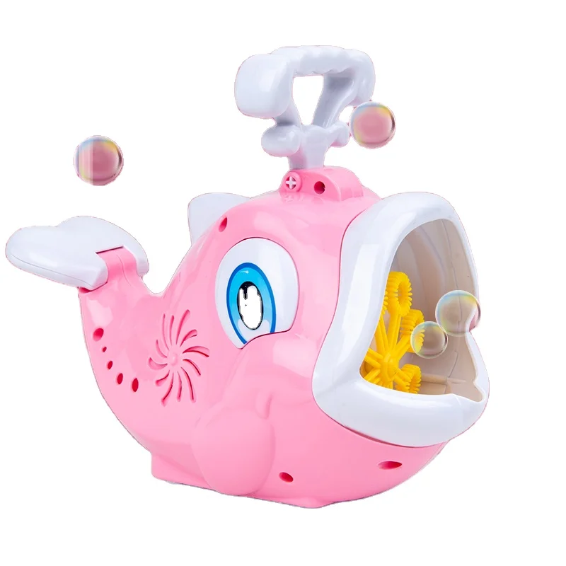 Pink&blue kids outdoor activity toy electric cartoon dolphin whale bubble machine wholesale from China
