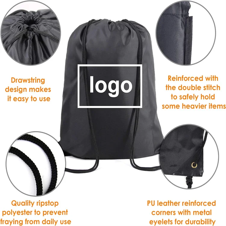 Custom LOGO Drawstring Bag Gym Bag Drawstring Backpack Waterproof String Bag Sports Snakpack for Men Women