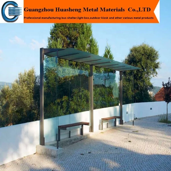 aluminum profile tempered glass bus shelter modern waiting bus stop shelter design